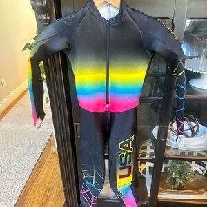 Padded Spyder Kids USA Rainbow-Accent  - Black ski race skins
